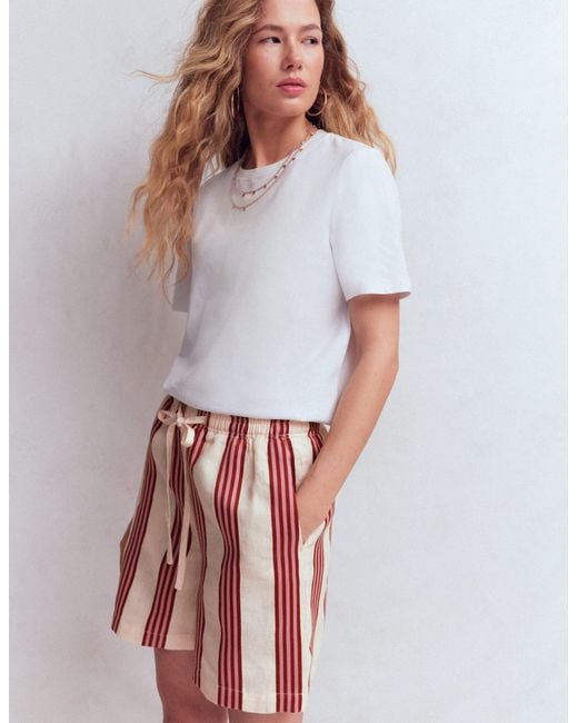 Boden Red Islington Linen Shorts