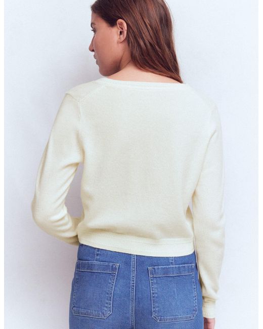 Boden Blue Eva Cashmere Cropped Cardigan