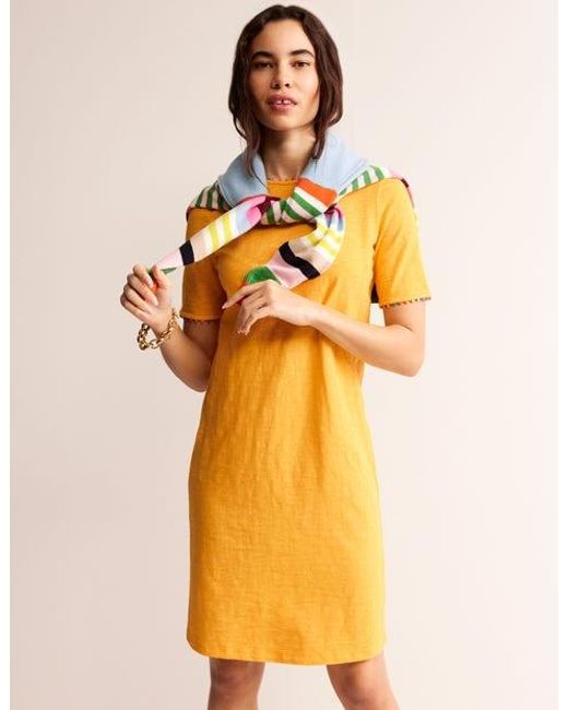 Boden Yellow Ali Pom Sleeve Dress