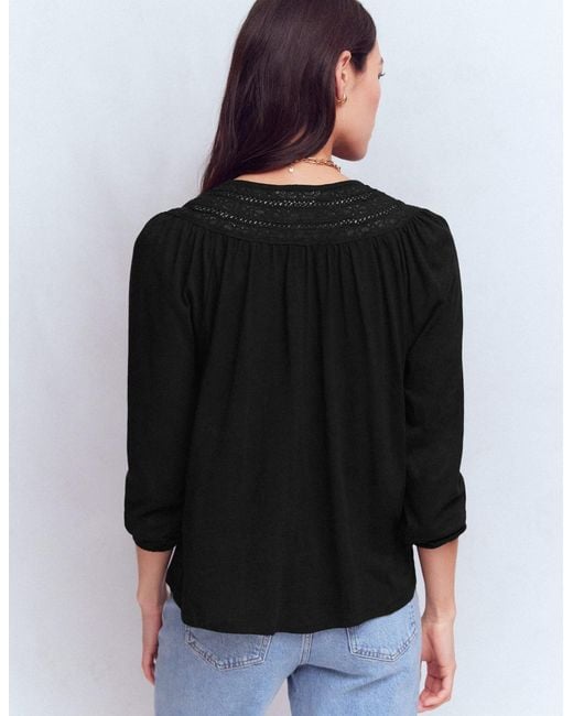 Boden Black Edi Trim Detail Top