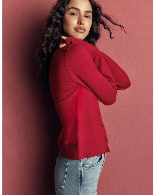 Boden Red Camilla Cotton Crew Cardigan