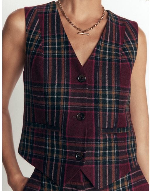 Boden Red V Neck Wool Blend Waistcoat