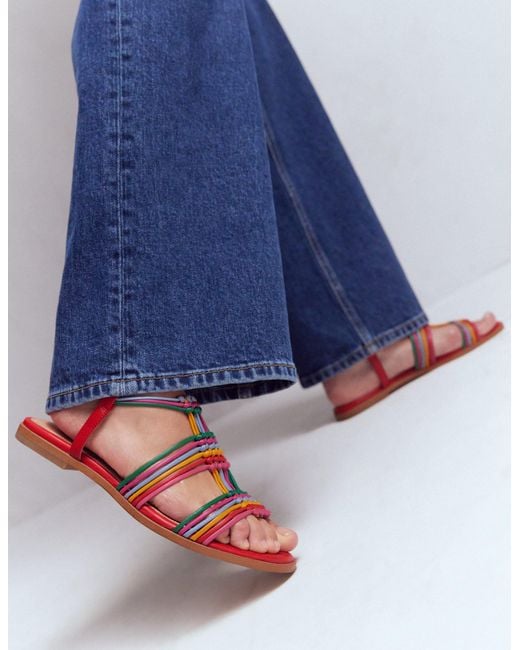 Boden Red Multi Strap Knot Sandal