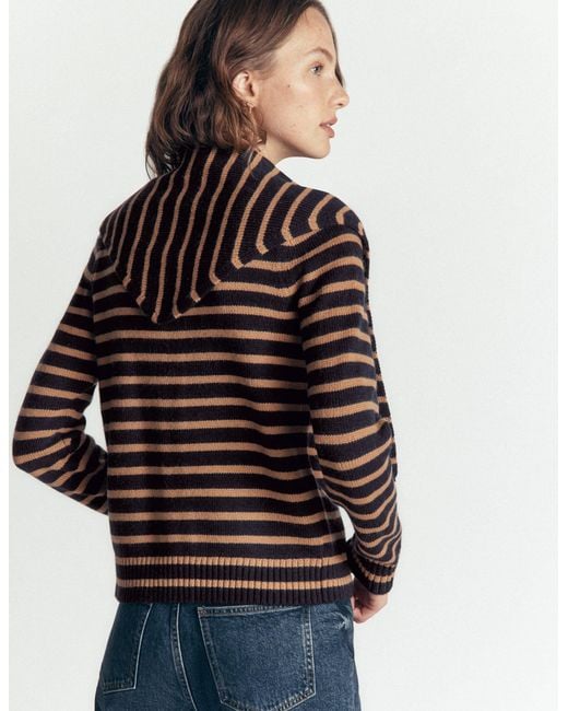 Boden Blue Lydia Tie Neck Knit Cardigan