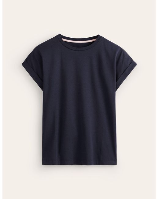 T-shirt col rond avec manches à revers Boden en coloris Blue