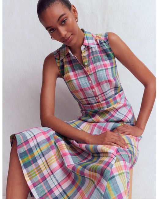 Boden Multicolor Erma Drop Waist Linen Dress
