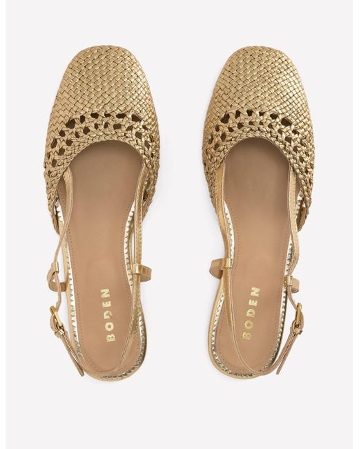 Boden Natural Woven Slingback Flats