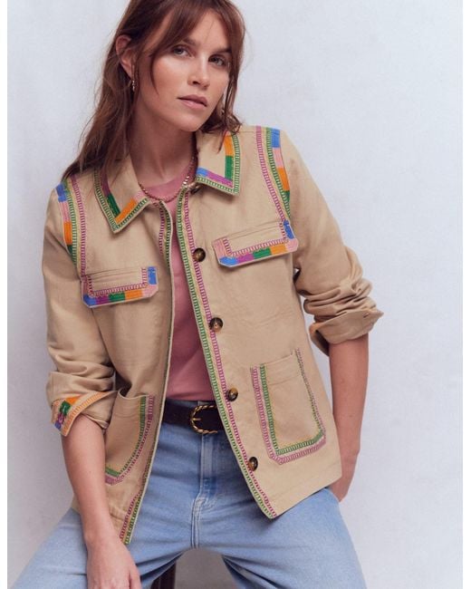 Boden Blue Embroidered Utility Jacket