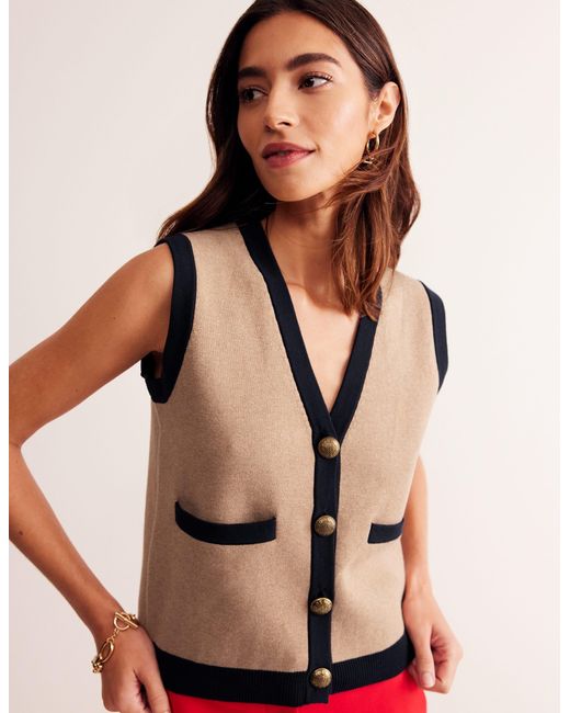 Boden Natural Holly Knitted Waistcoatcamel Melange