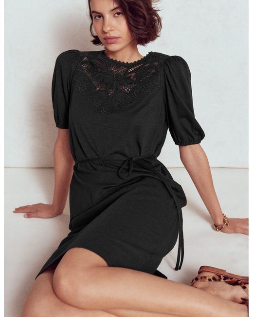 Boden Black Cutwork Detail Short Dress