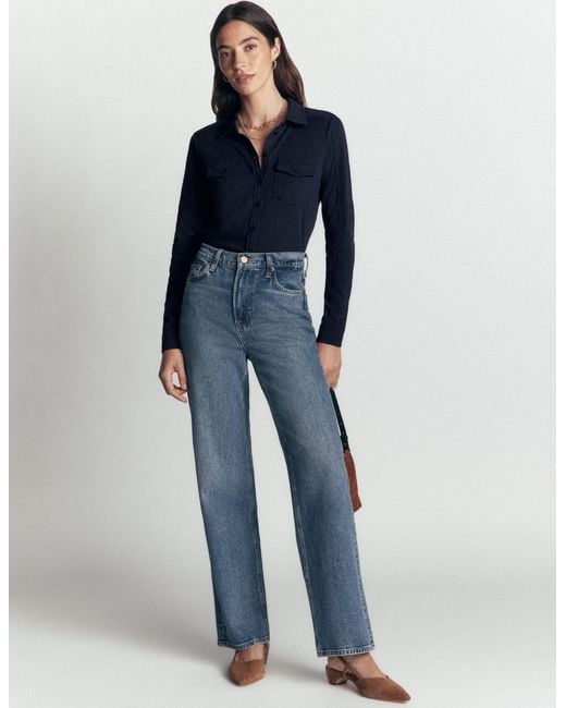 Boden Blue Seam Detail Jersey Shirt