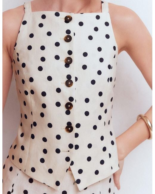 Boden Multicolor Square Neck Linen Waistcoat
