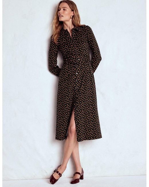 Boden Multicolor Anita Long Sleeve Shirt Dress- Painted Dot
