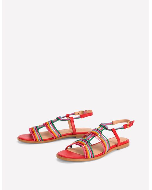 Boden Red Multi Strap Knot Sandal