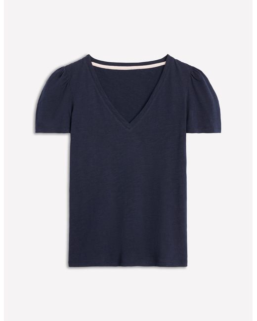Boden Blue Sophie V-Neck Slub T-Shirt