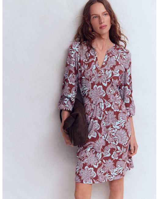 Boden Purple Cathy Notch Neck Jersey Dress