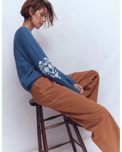 Boden Blue Davina Puff Sleeve Jumper
