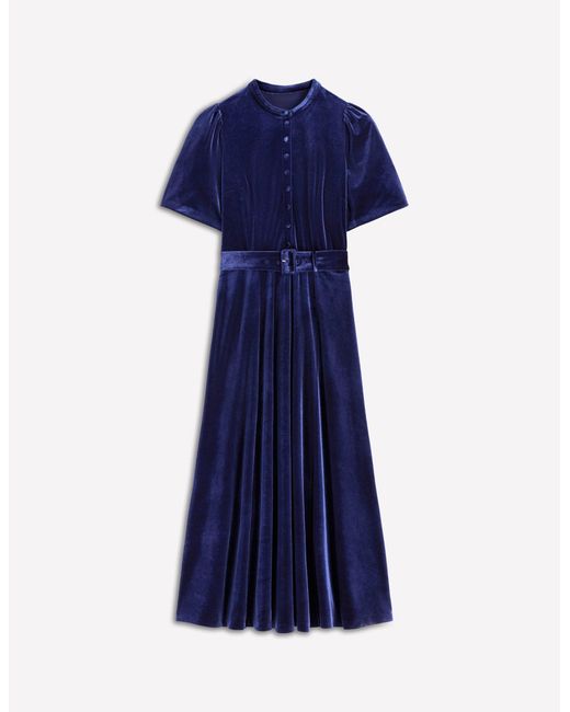 Boden Blue Kate Velvet Shirt Dress