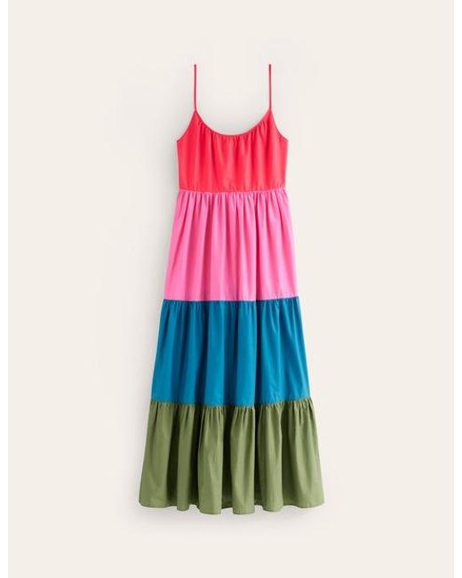 Boden Pink Trapeze Cotton Maxi Dress