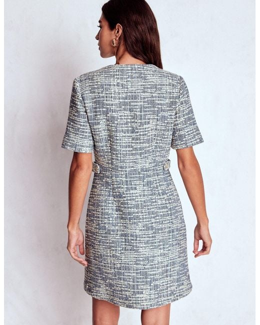 Boden Blue Textured Tab Short Dress