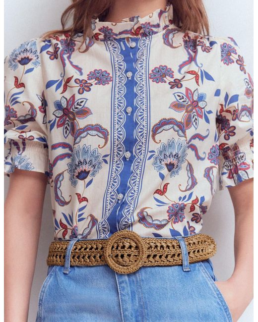 Boden White Interest Raffia Belt