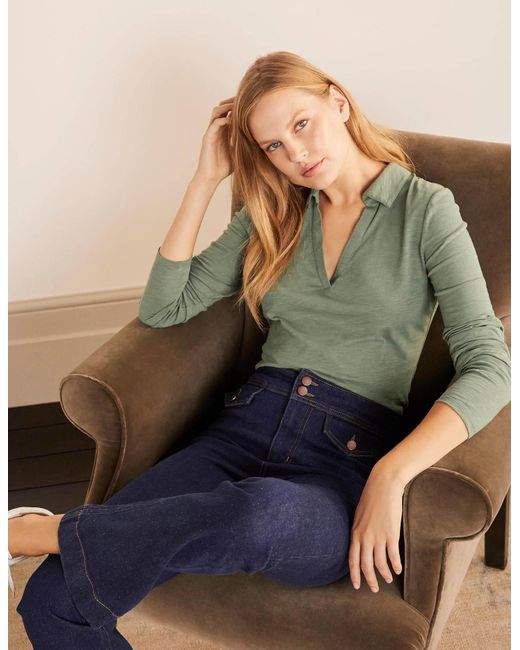 Boden cotton collar notch tee Clearance