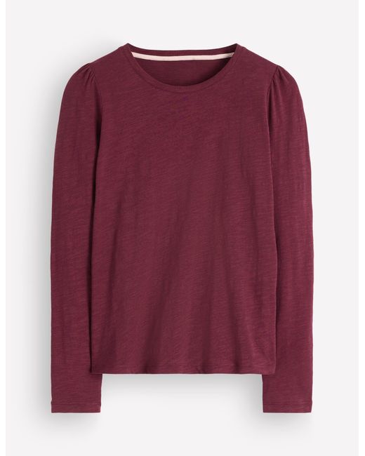 Boden Purple Cotton Crew Long Sleeve Top
