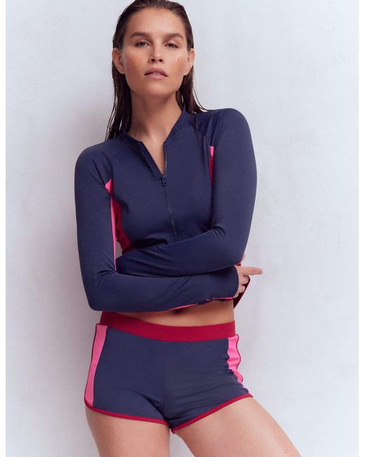 Boden Blue Rash Guard Swim Shorts