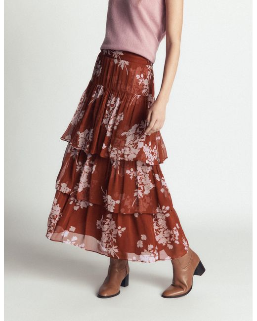 Boden Tiered Ruffle Midi Skirt