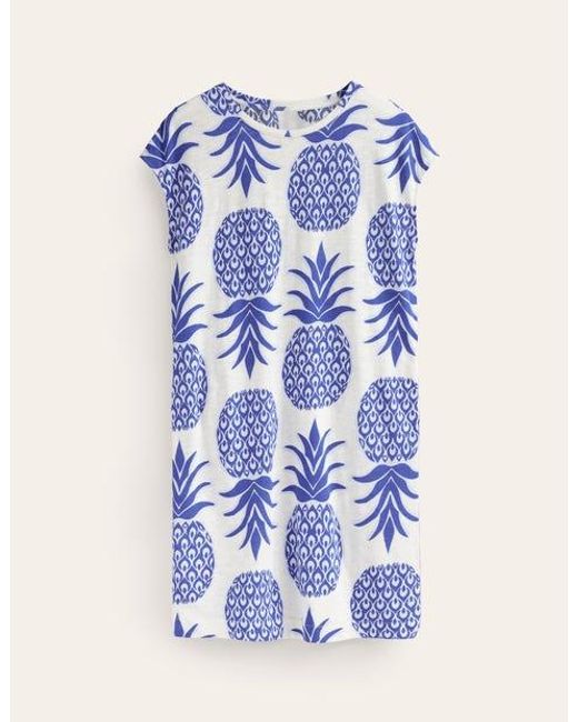 Boden Blue Leah Jersey T-shirt Dress Surf The Web, Pineapple Pop