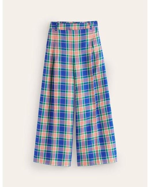 Boden Blue Palazzo Checked Pants