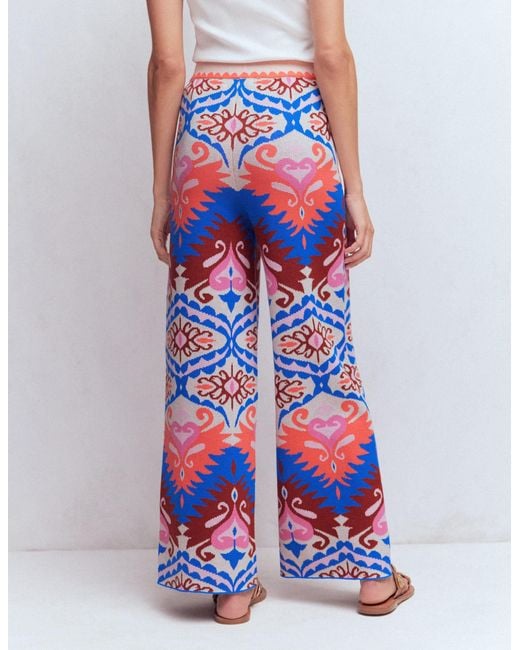Boden White Jacquard Knitted Trousers
