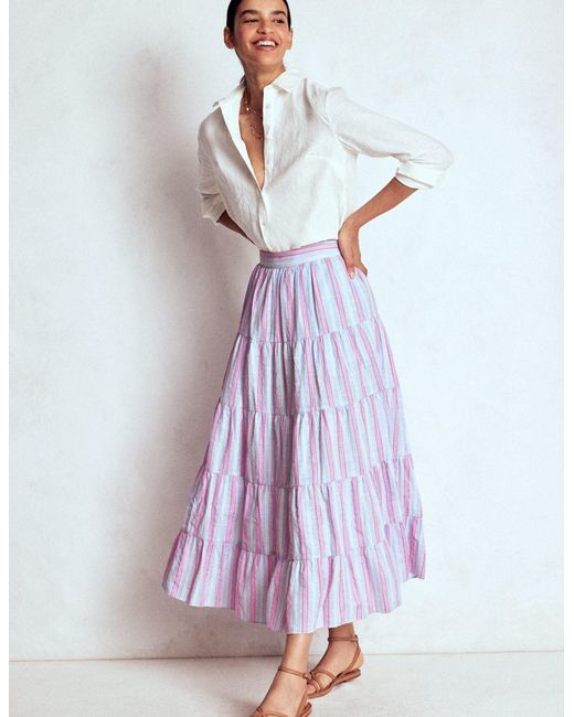 Boden Purple Gestufter Popeline-Midirock