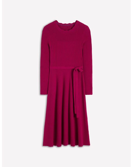 Boden Red Isobel Knitted Midi Dress