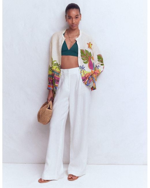 Boden Multicolor Longline Linen Shirt