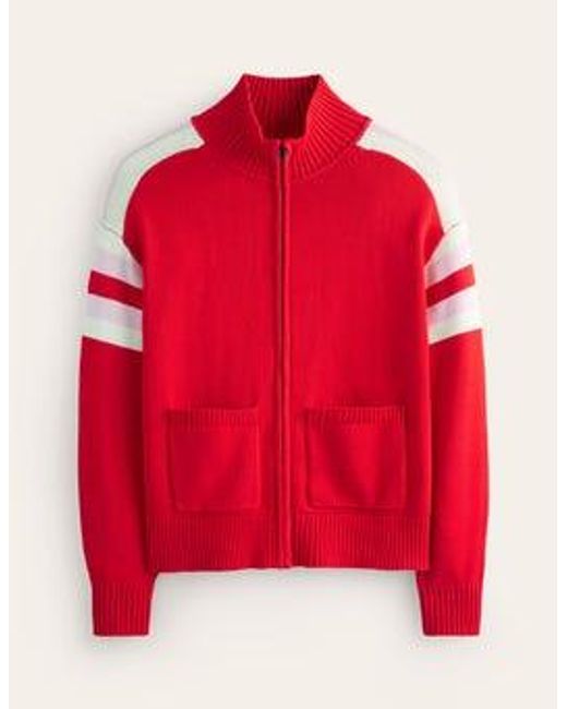 Boden Red Knitted Zip-up Cardigan