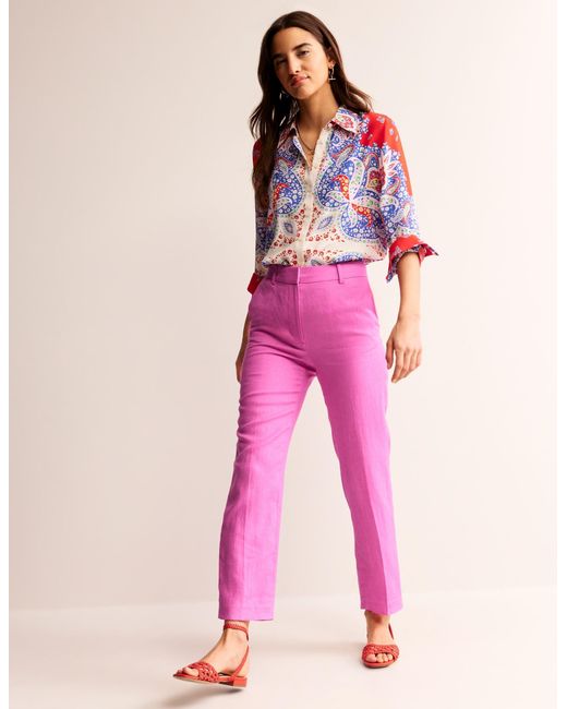 Boden Pink Kew Linen Pants