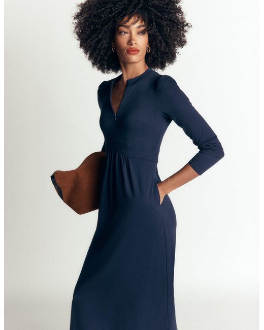 Boden Blue Hope Zip Detail Jersey Dress
