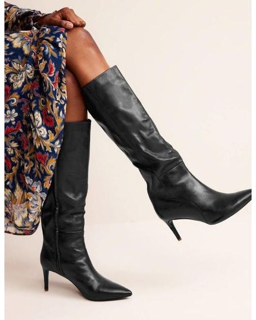 Boden Black Pointed-toe Knee-high Boots