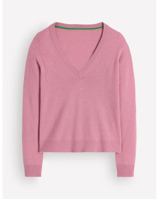 Boden Green Elsie Cashmere V Neck Jumper