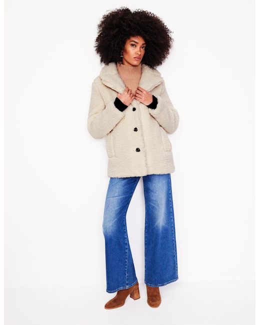 Boden Blue Short Teddy Coat