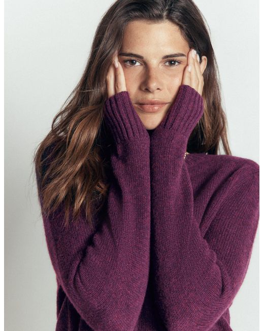 Boden Purple Marta Merino Wool Crew Sweater