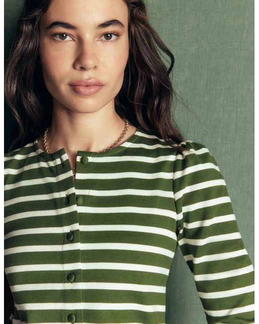 Boden Green Iris Puff Sleeve Mariner