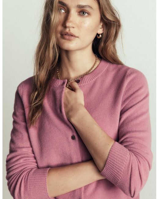 Boden Pink Elsie Cashmere Crew Cardigan