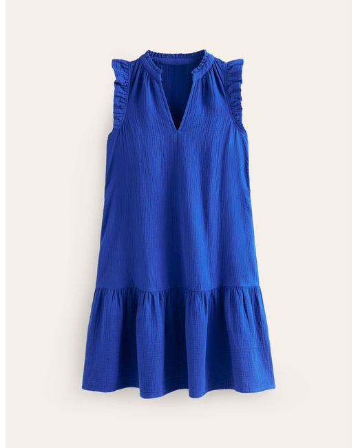 Boden Blue Daisy Double Cloth Short Dress