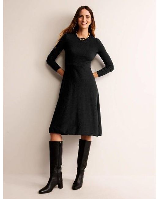 Boden Black Maria Knitted Midi Dress
