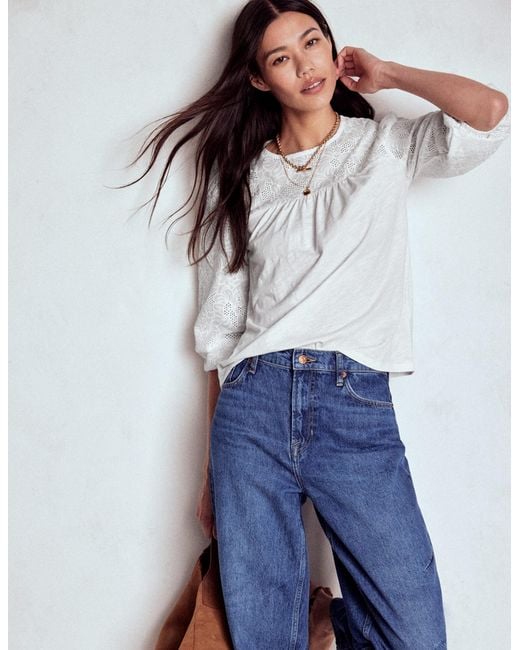 Boden Blue May Broderie Top