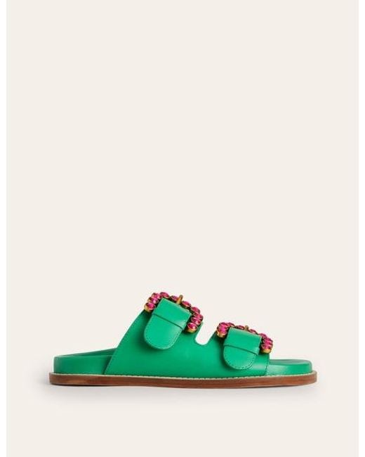 Boden Green Double Buckle Sliders