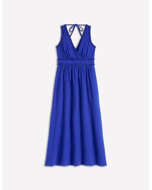 Boden Blue Lorna Trim Double Cloth Dress