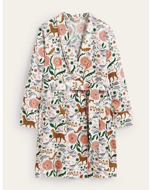 Boden White Cotton-Sateen Dressing Gown